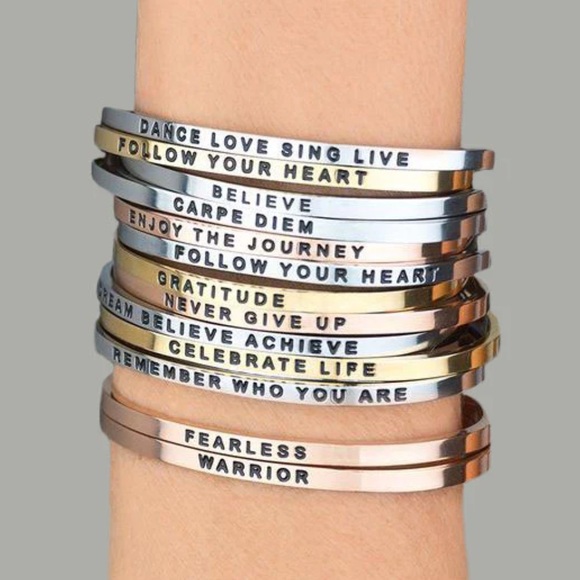 SILVER - “FEARLESS” Stackable Bangle Bracelet - Picture 1 of 2